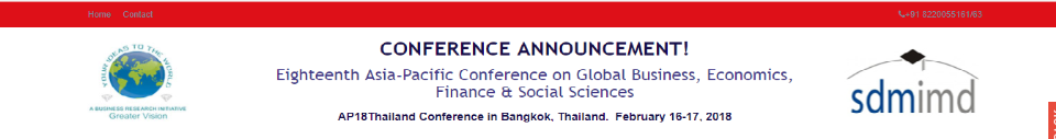 Eighteenth Asia-Pacific Conference on Global Business, Economics, Finance & Social Sciences: Bangkok, Thailand, 16-17 February 2018