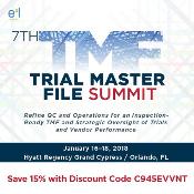 7th Trial Master File Summit: Hyatt Regency Grand Cypress, One Grand Cypress Blvd., Orlando, 32836, USA, 16-18 January 2018